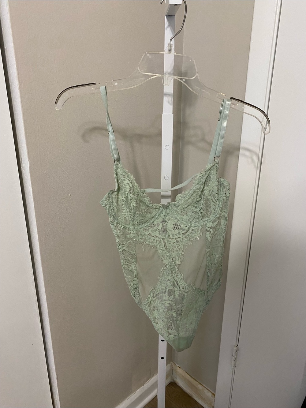 Revamped Sheer Lace Bodysuit in Mint